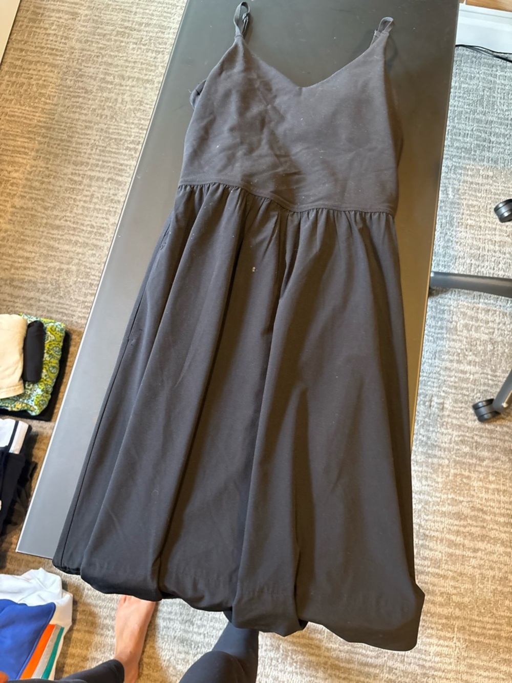 Athleta Black Maxi Skirt Dress with Spaghetti Straps